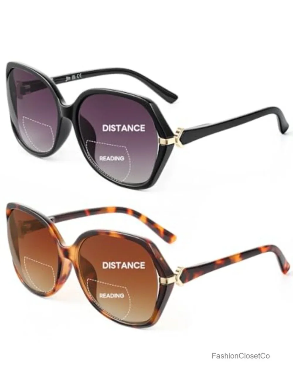 Bifocal Reading Sunglasses for Women, Oversized Sun Readers with Spring Hinges,